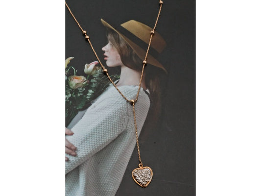 10K Yellow Gold Diamonds Heart Necklace