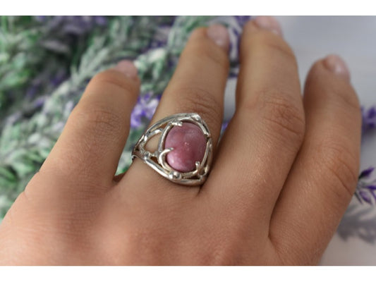 Vintage 925 Sterling Silver Rhodochrosite Ring Size 6.5