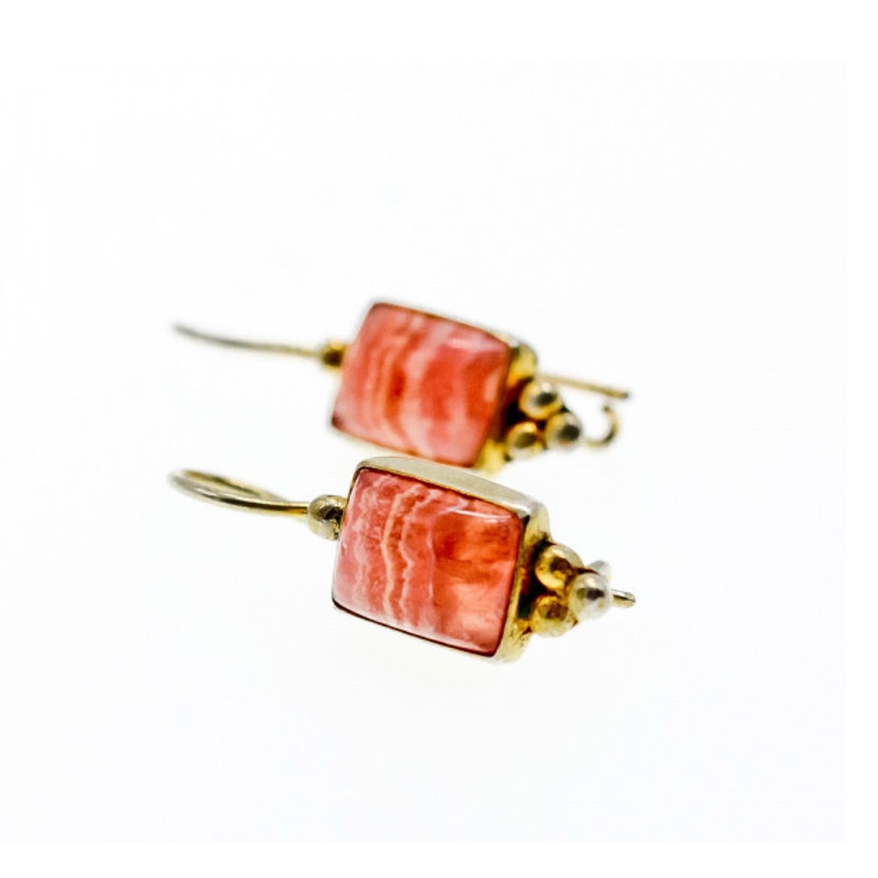 925 STERLING SILVER GOLD PLATED AGATE EARRINGS