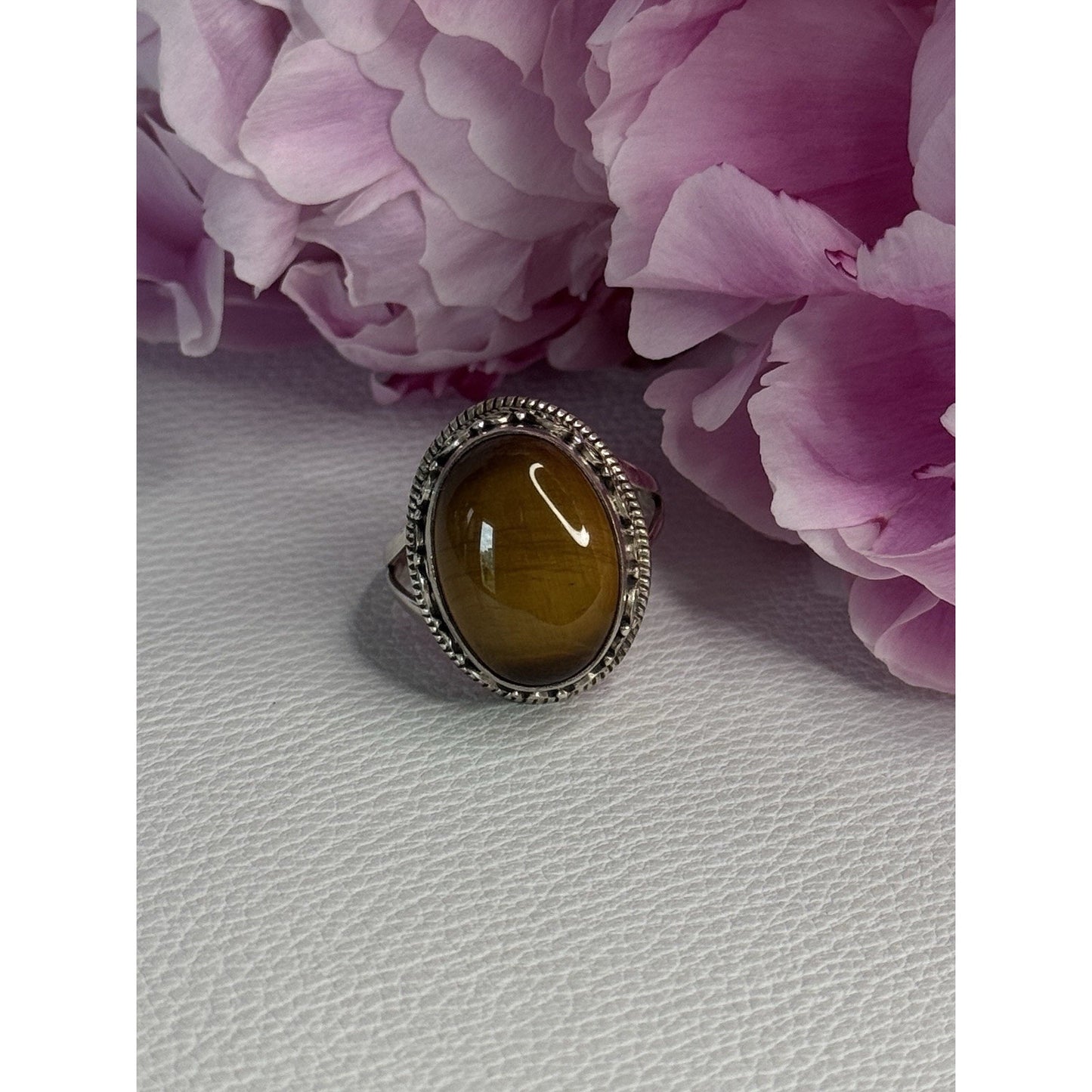 VINTAGE 925 STERLING SILVER TIGER EYE RING SIZE 9
