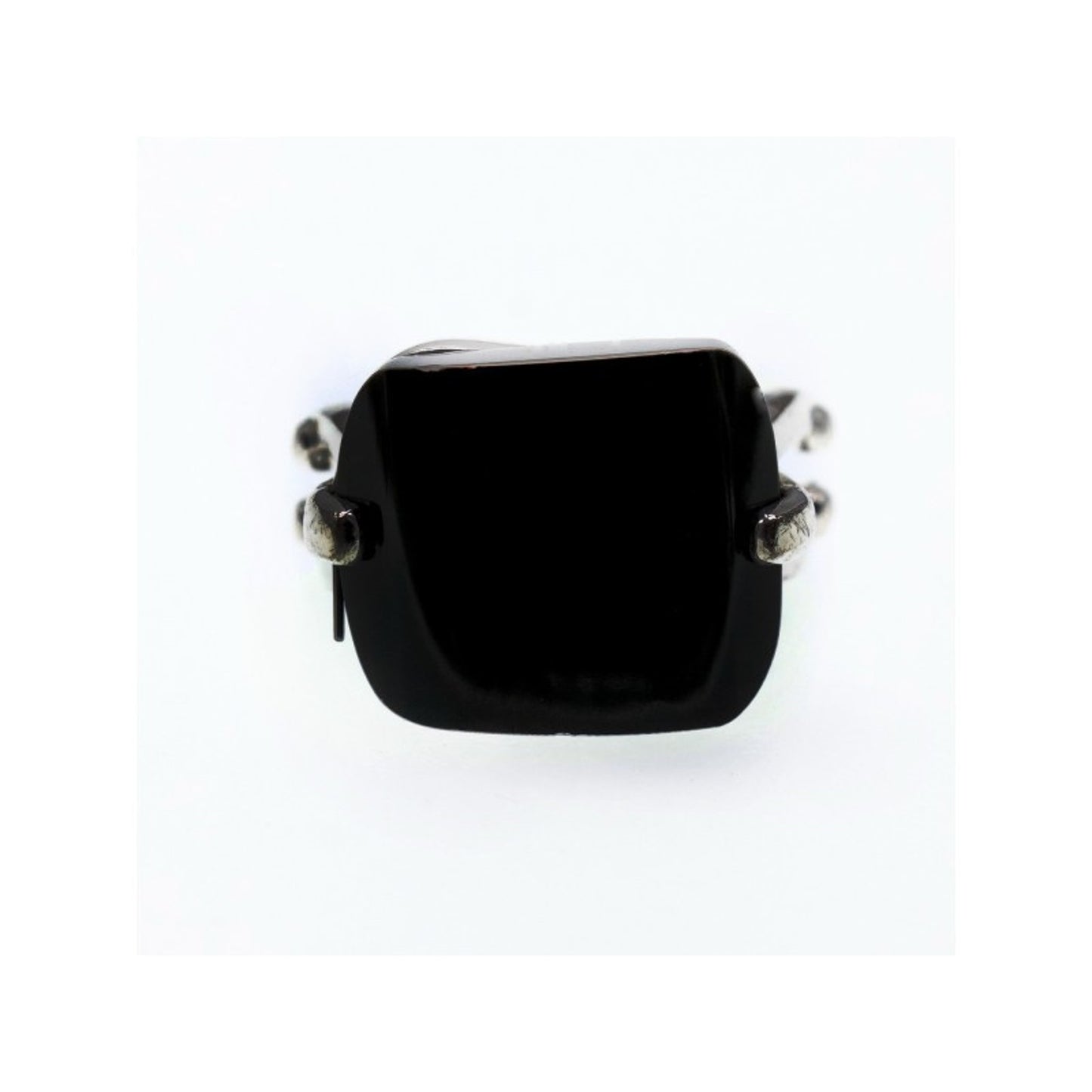 925 STERLING SILVER BLACK NEPHRITE ( JADE ) RING SIZE 8