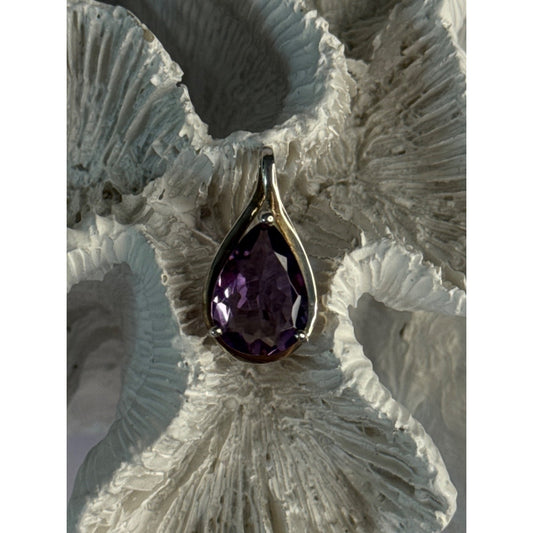 CLASSY 925 STERLING SILVER AMETHYST PENDANT LENGTH 0.90 INCH