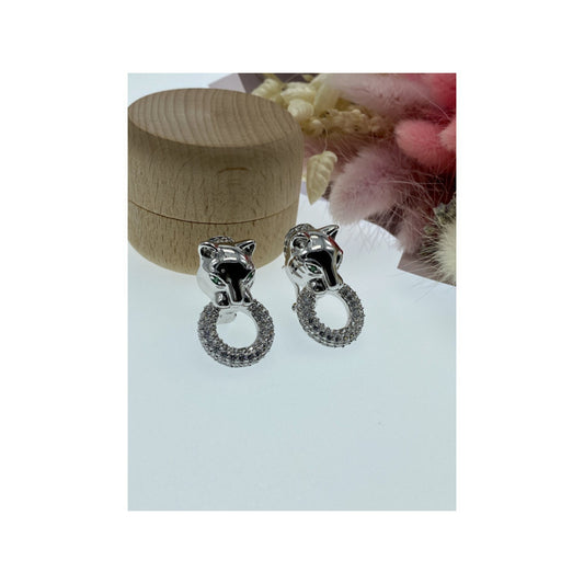 925 Sterling Silver CZ "Panther" Earrings