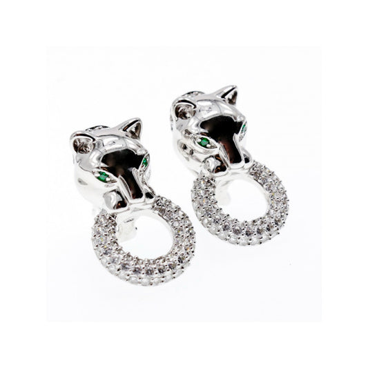 925 Sterling Silver CZ "Panther" Earrings