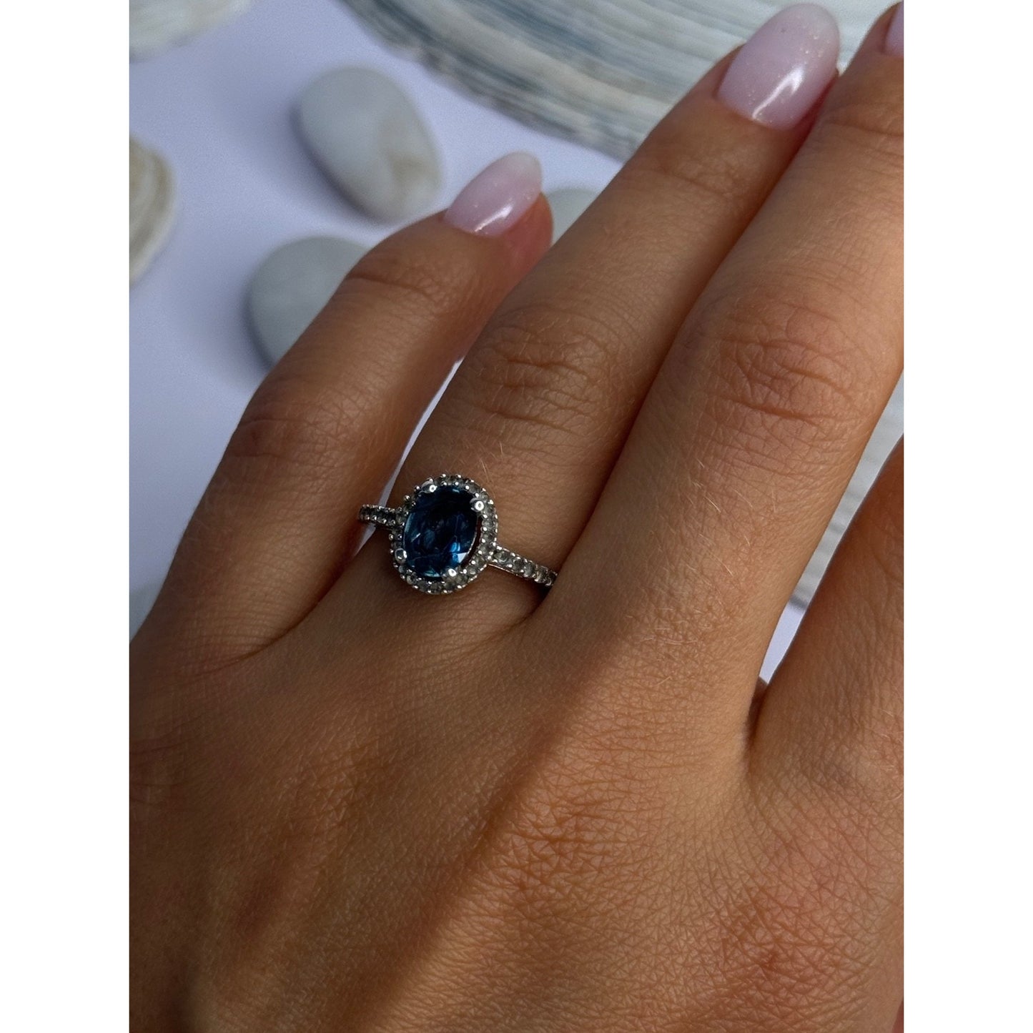 925 Sterling Silver Spinel & Beryl Ring Size 7