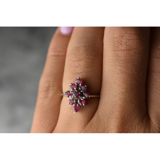 925 STERLING SILVER PINK TOPAZ "FLOWER" RING SIZE 6