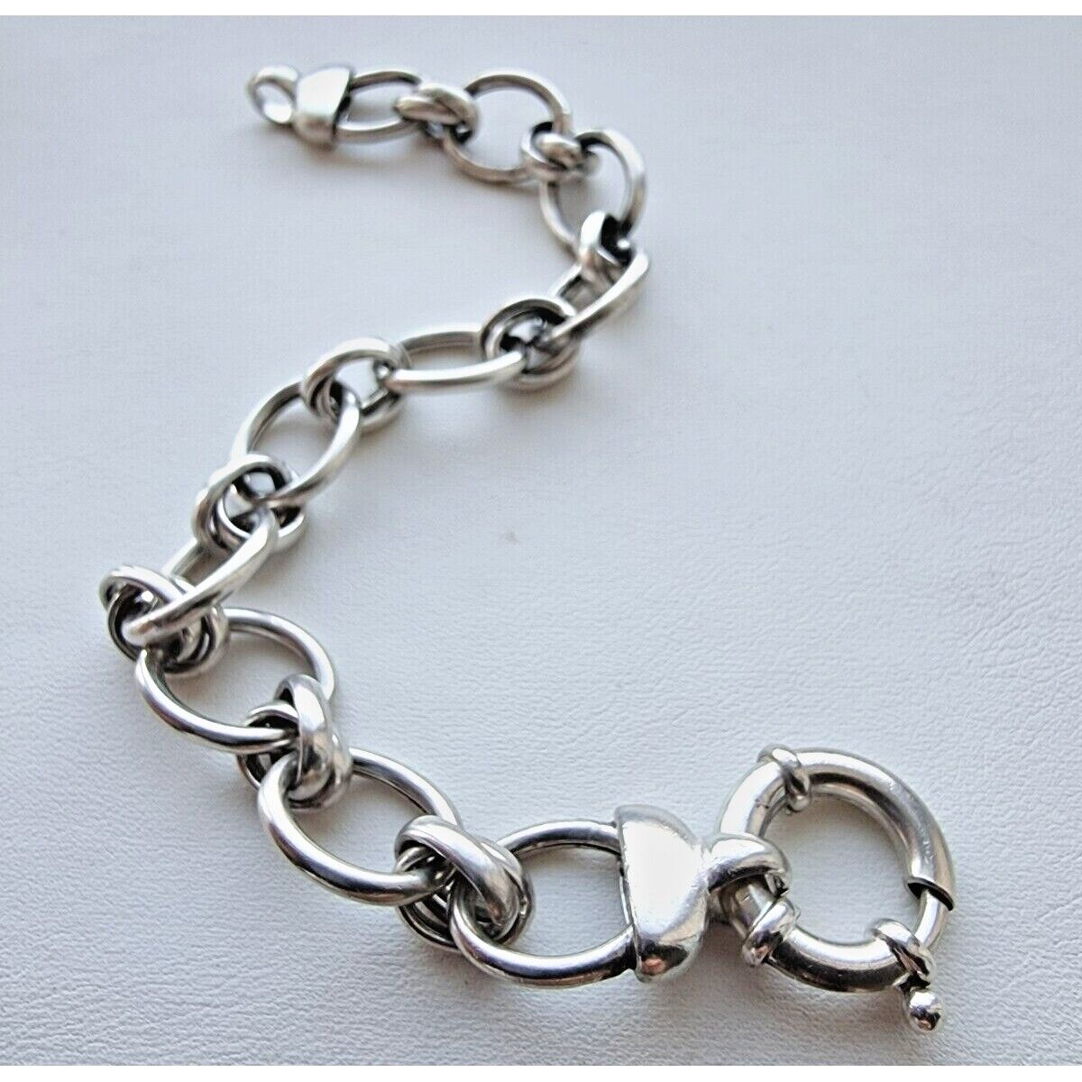 HAN 925 STERLING SILVER ITALY LINK CHAIN BRACELET  7.5 INCH AT