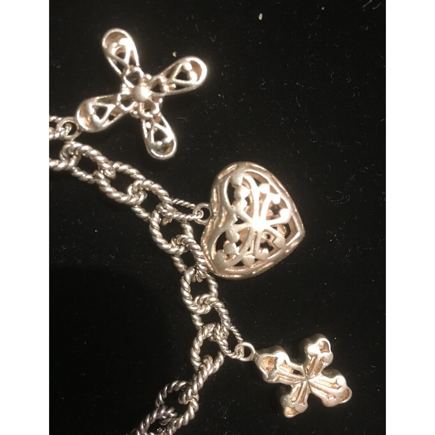 STERLING SILVER HEARTS AND ROSES CHARM BRACELET SKY