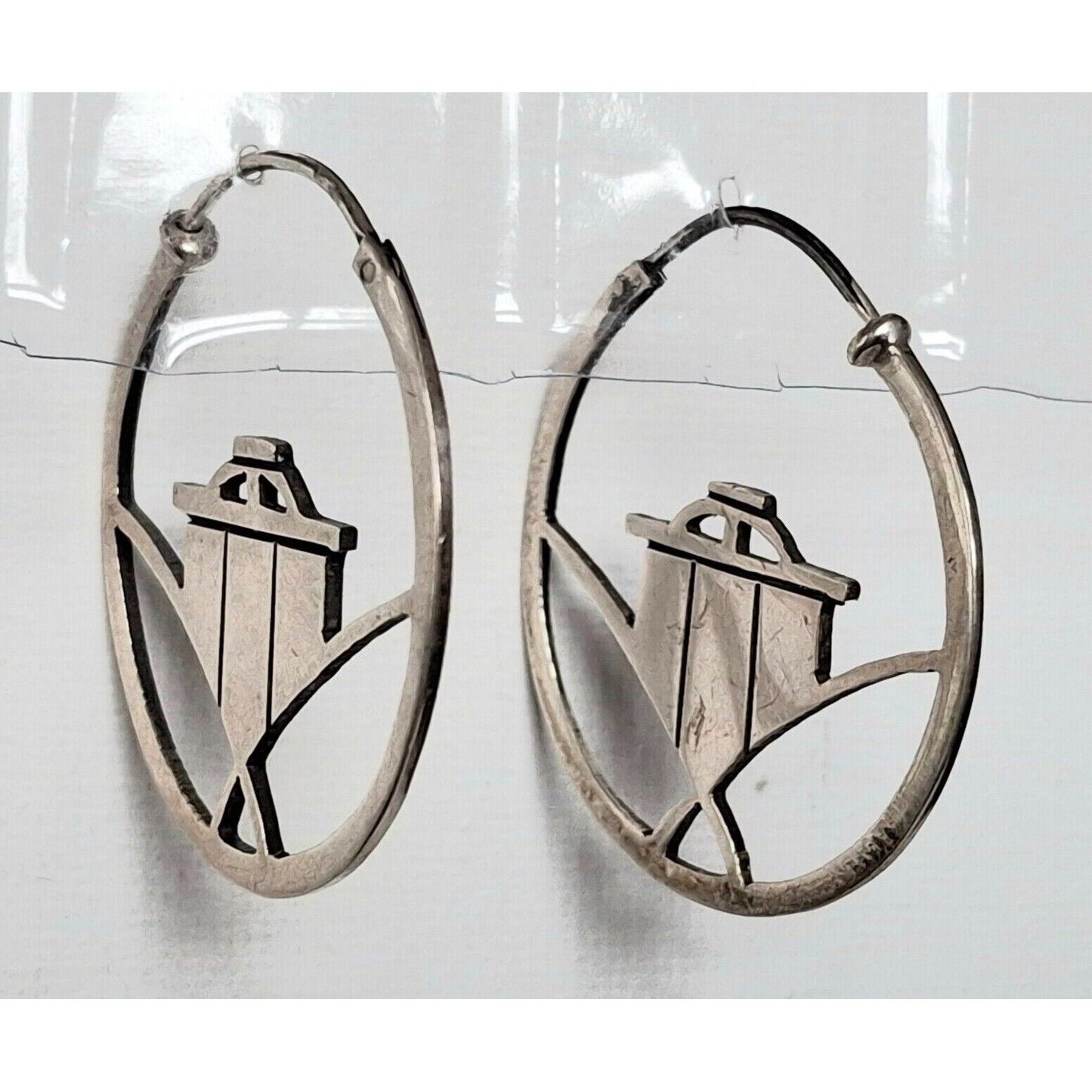 MODERNIST  925 STERLING SILVER HOOP EARRINGS SKY