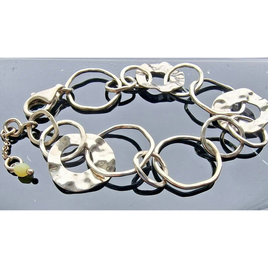 SILPADA VINTAGE 925 STERLING SILVER HAMMERED CIRCLE LINK BRACELET 7" AT