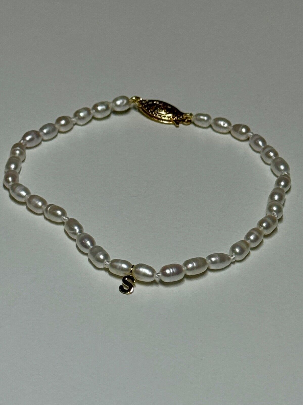 14K YELLOW GOLD BRACELET FRESHWATER PEARLS SIZE 7