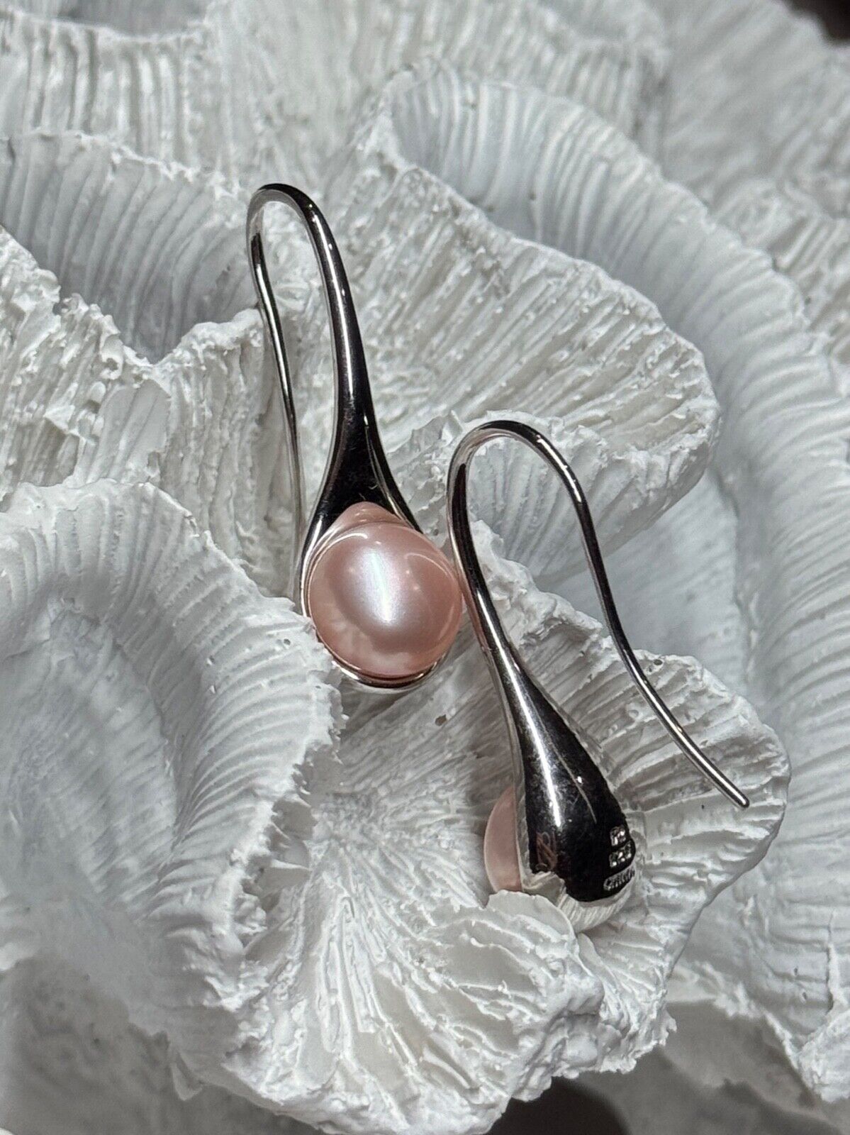 925 STERLING SILVER PEARL EARRINGS LENGTH 1.2 INCH