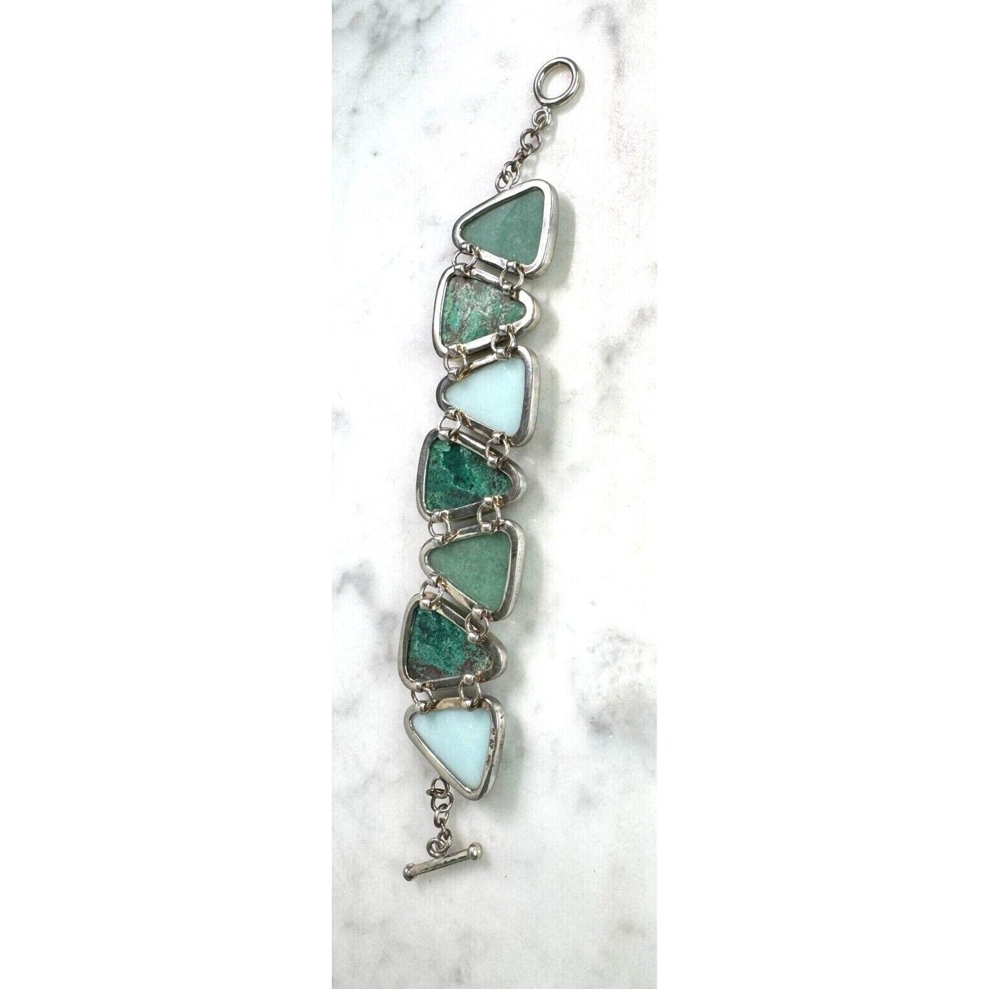 WHITNEY KELLY 925 STERLING SILVER TURQUOISE,JADE AND AGATE BRACELET SKY