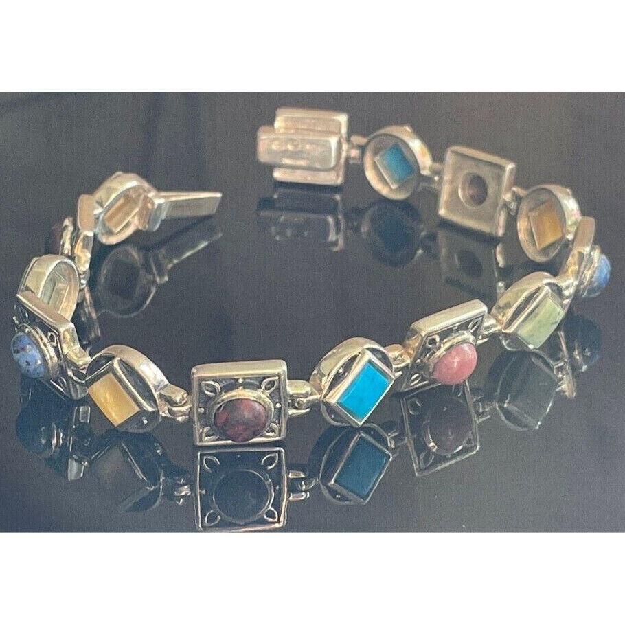 925 STERLING SILVER MULTI GEMSTONE BRACELET SKY