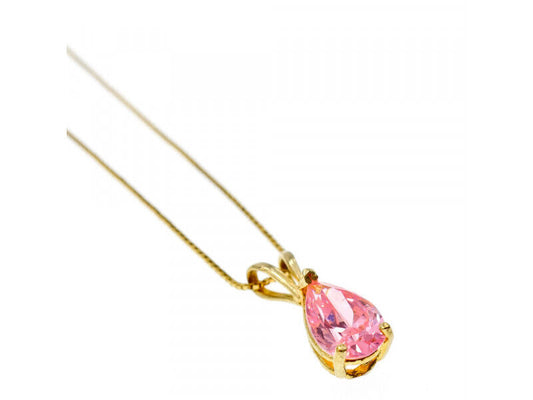 14 K YELLOW GOLD MORGANITE CHAIN WITH PENDANT