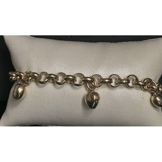 SWEET 925 STERLING SILVER 5 HEARTS CHARM BRACELET SKY