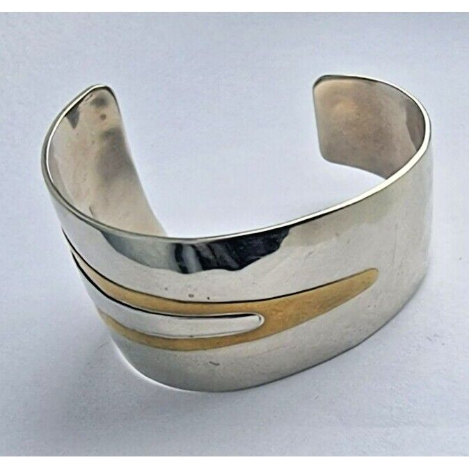 925 STERLING SILVER VERMEIL CUFF BRACELET 54.3 grams AT