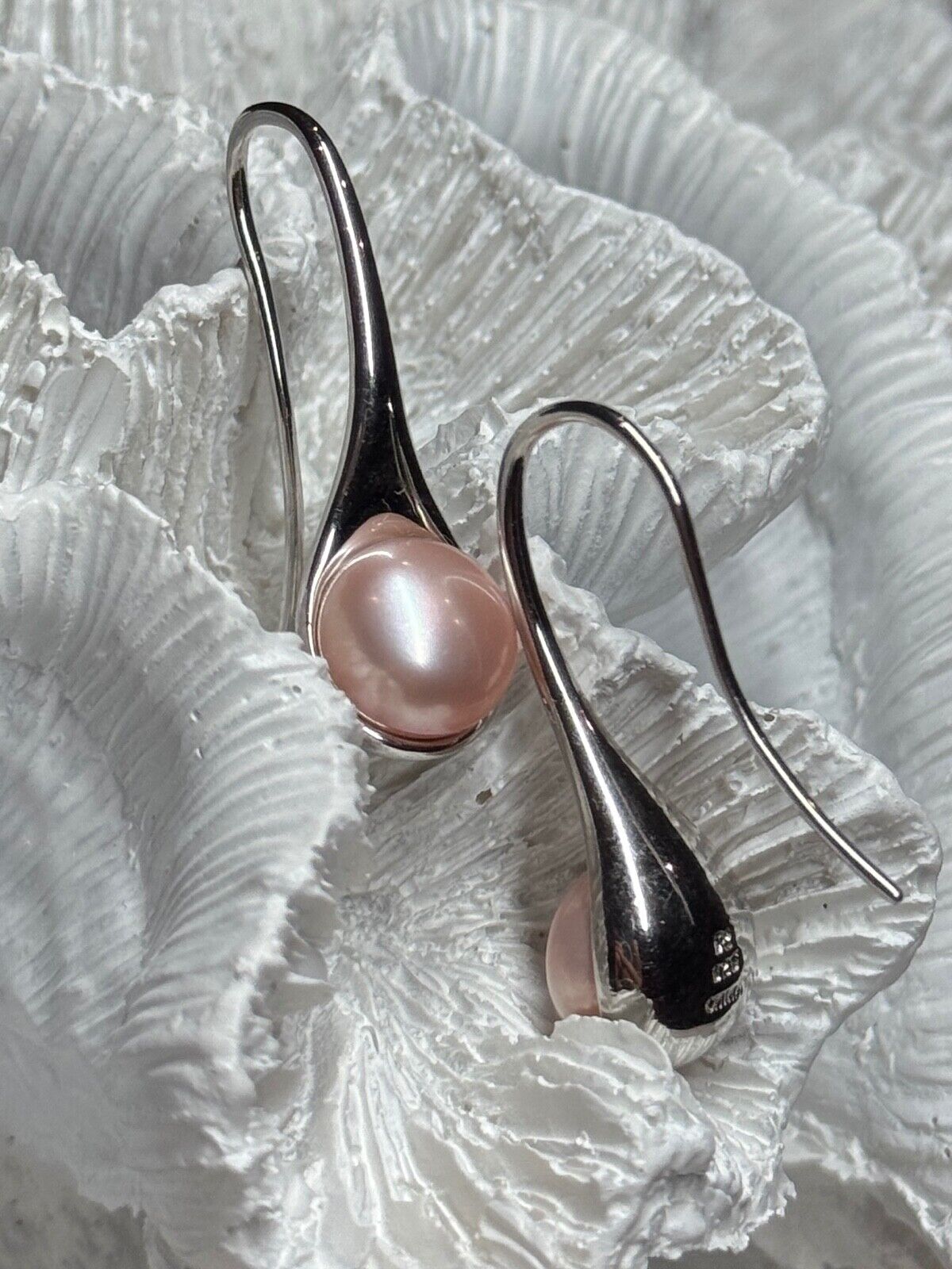 925 STERLING SILVER PEARL EARRINGS LENGTH 1.2 INCH