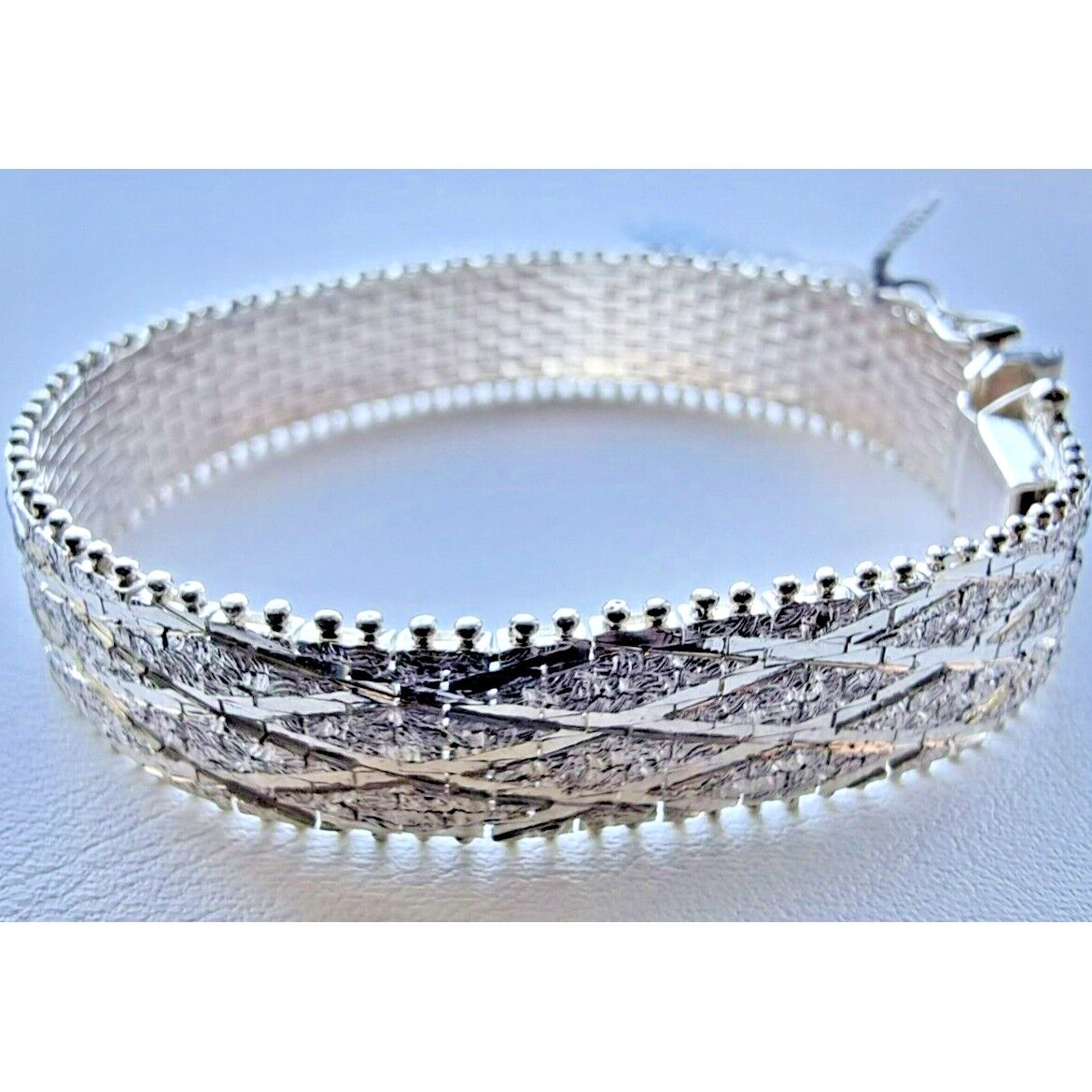 MILOR 925 STERLING SILVER ITALIAN BLING BRACELET 6.5 inch 21.4 g AT