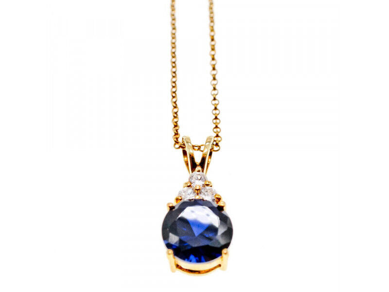 925 STERLING SILVER GOLD PLATED SPINEL & CZ CHAIN WITH PENDANT