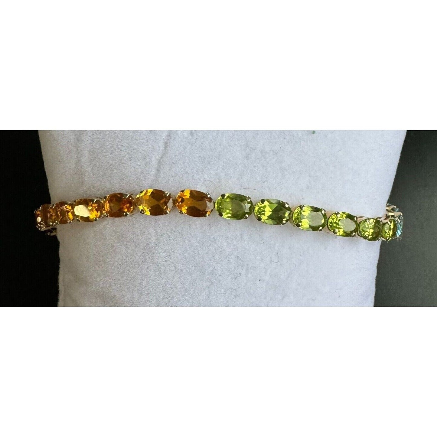 14K YELLOW GOLD MULTI GEMSTONE RAINBOW TENNIS BRACELET SKY