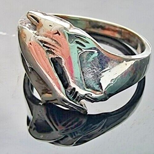 925 STERLING SILVER TWO DOLPHINES RING SIZE 8.75 AT