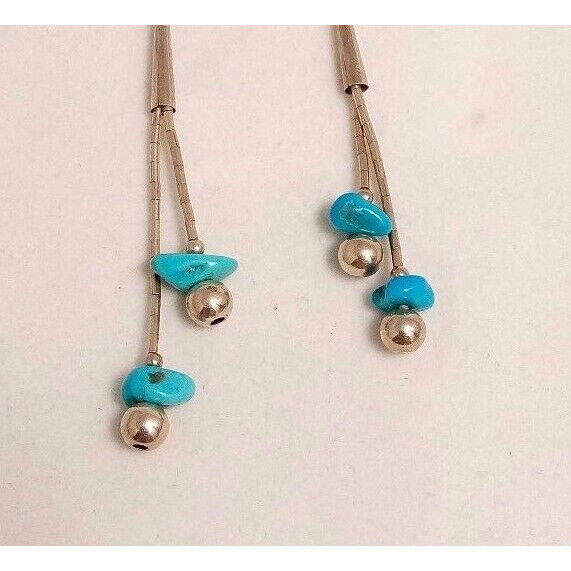 STERLING SILVER & TURQUOISE DANGLE EARRINGS SKY