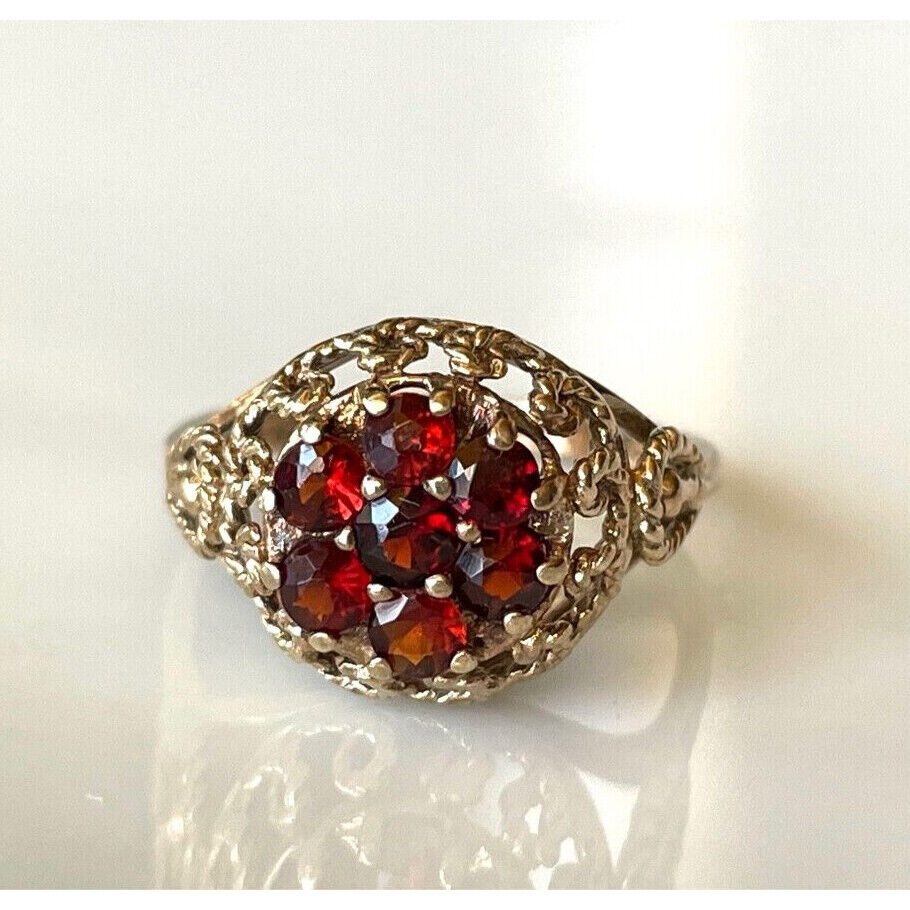 ''HARMONY'' YELLOW GOLD BOHEMIAN GARNET RING SIZE 6 SKY