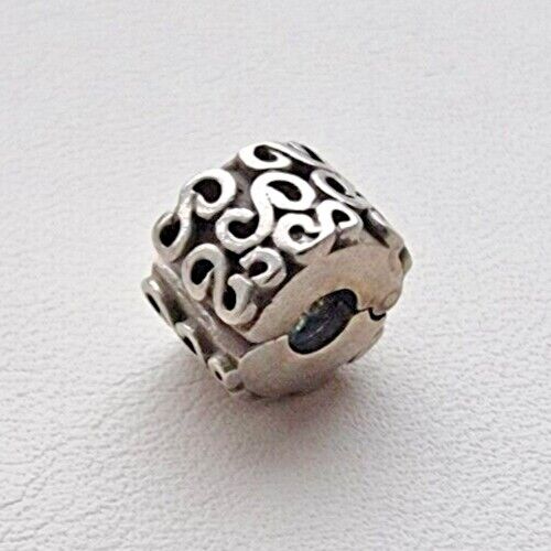 PANDORA AUTHENTIC 925 STERLING SILVER SWIRL CLIP CHARM AT