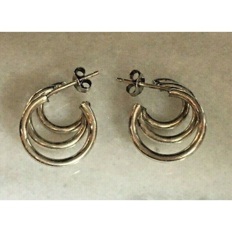 925 STERLING SILVER GRADUATED HOOPS EARRINGS SKY