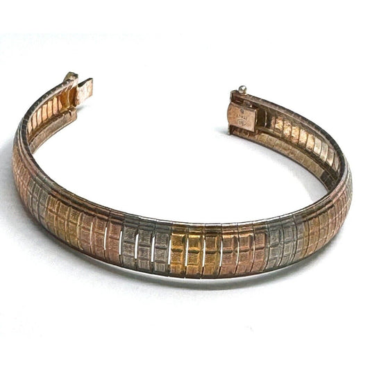 ITALIAN MULTI-TONE 925 STERLING SILVER FLEX MESH BRACELET SKY