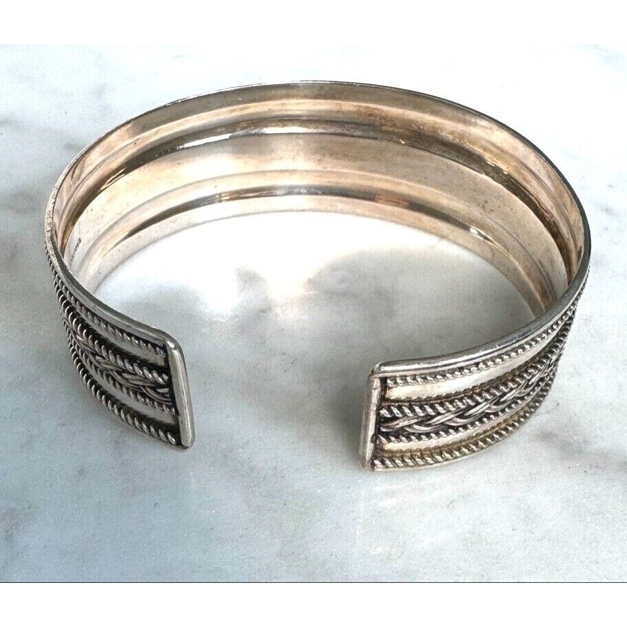 BALI 925 STERLING SILVER  WIDE CUFF BRACELET SKY