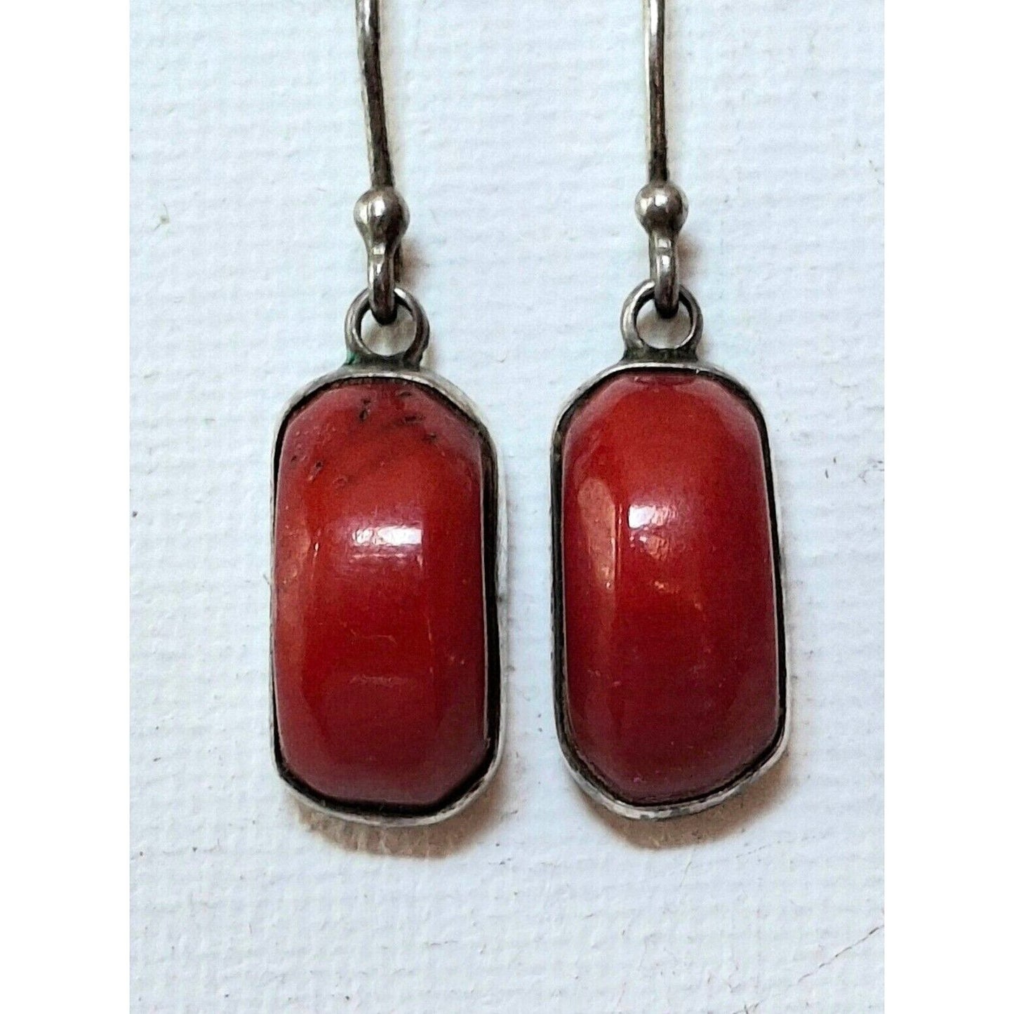 950 STERLING SILVER AND RED CORAL  EARRINGS SKY