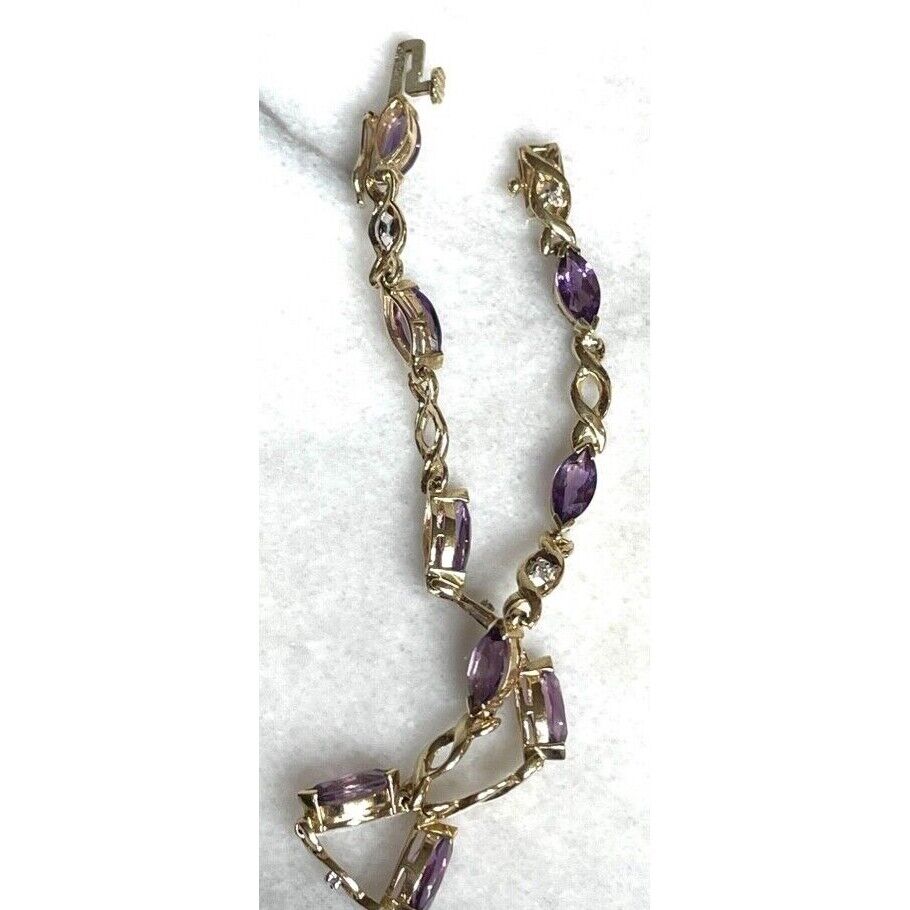 YELLOW GOLD AMETHYST AND DIAMOND TENNIS BRACELET SKY