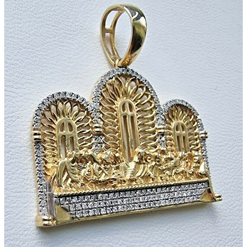 10K YELLOW GOLD DIAMOND JESUS APOSTLES LAST SUPPER PENDANT AT