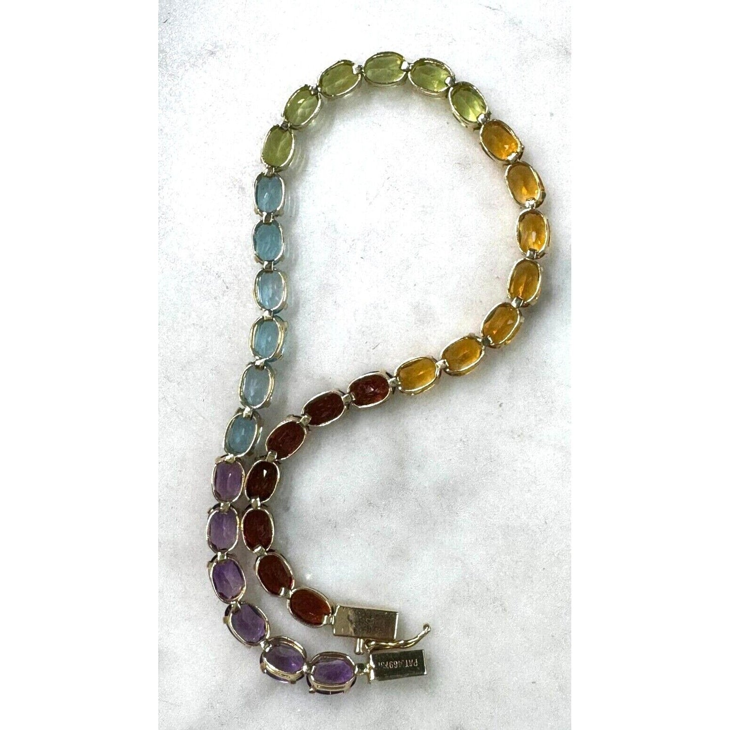 14K YELLOW GOLD MULTI GEMSTONE RAINBOW TENNIS BRACELET SKY