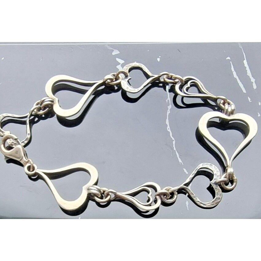 SILPADA 925 STERLING SILVER SPREAD THE LOVE HAMMERED HEART LINK BRACELET AT