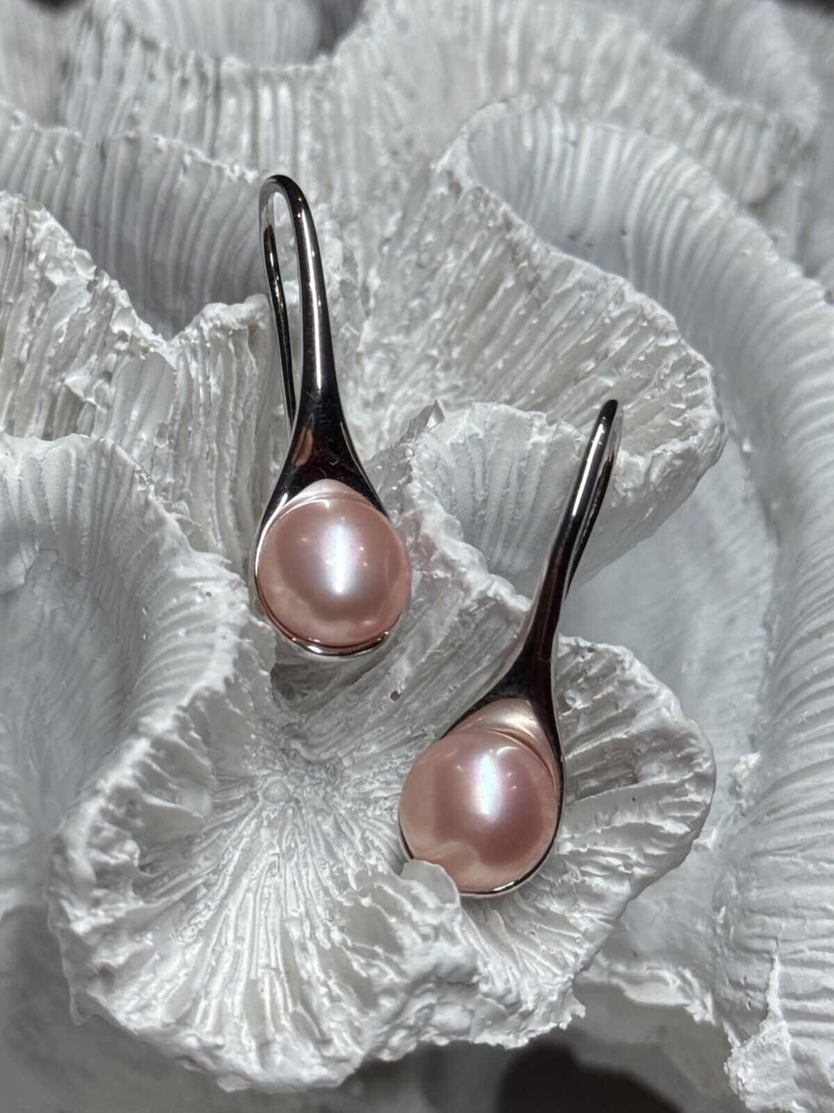 925 STERLING SILVER PEARL EARRINGS LENGTH 1.2 INCH