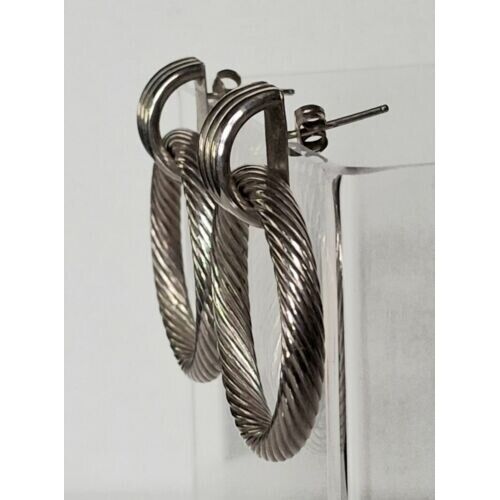 CLASSY 925 STERLING  SILVER  CABLE DESIGN  HOOP EARRINGS SKY