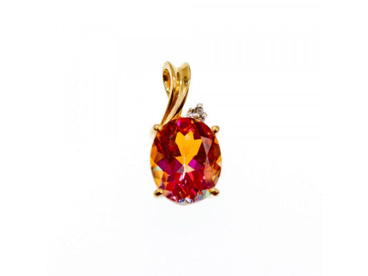 10K YELLOW GOLD MYSTIC TOPAZ & DIAMOND PENDANT