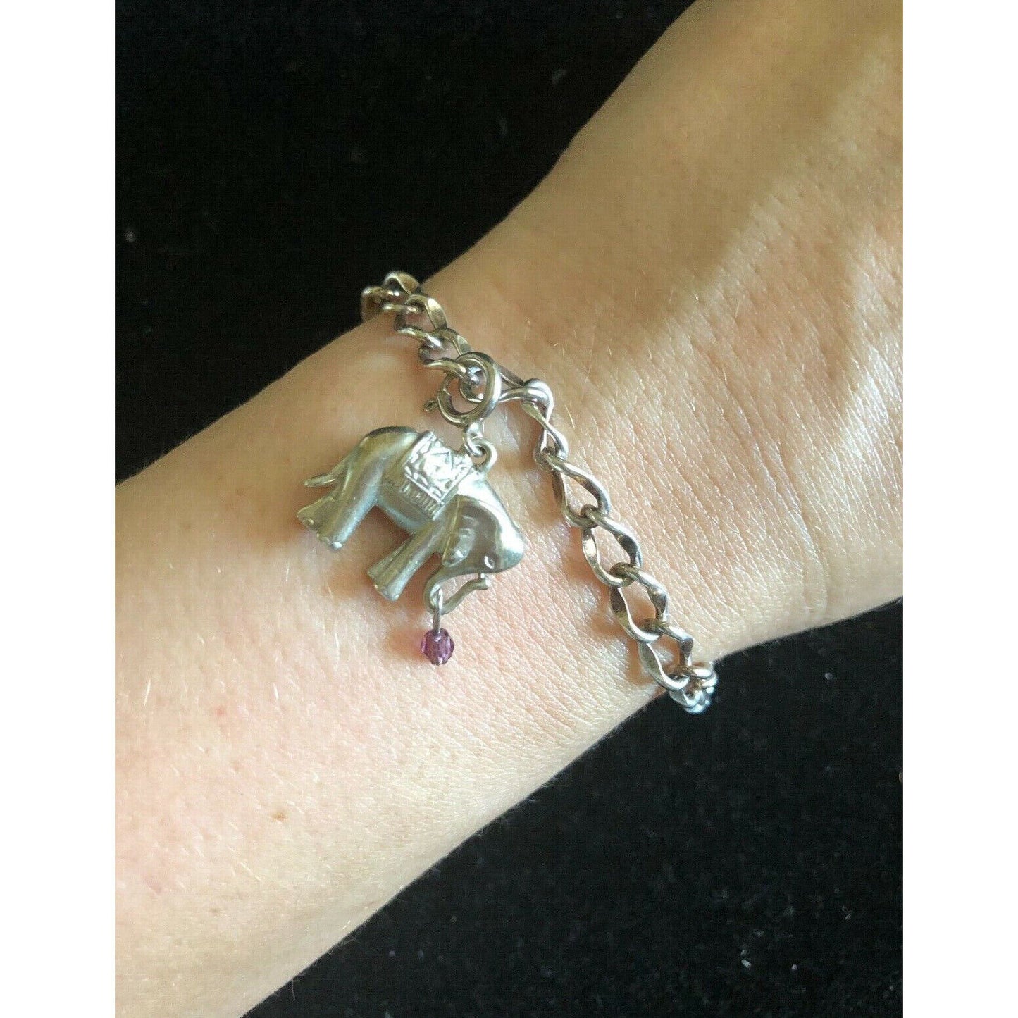 STERLING SILVER ELEPHANTS CHARM BRACELET. SKY