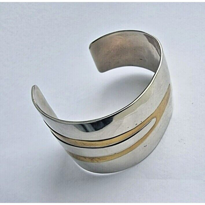 925 STERLING SILVER VERMEIL CUFF BRACELET 54.3 grams AT