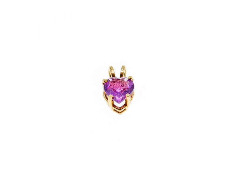 14K YELLOW GOLD AMETHYST HEART PENDANT