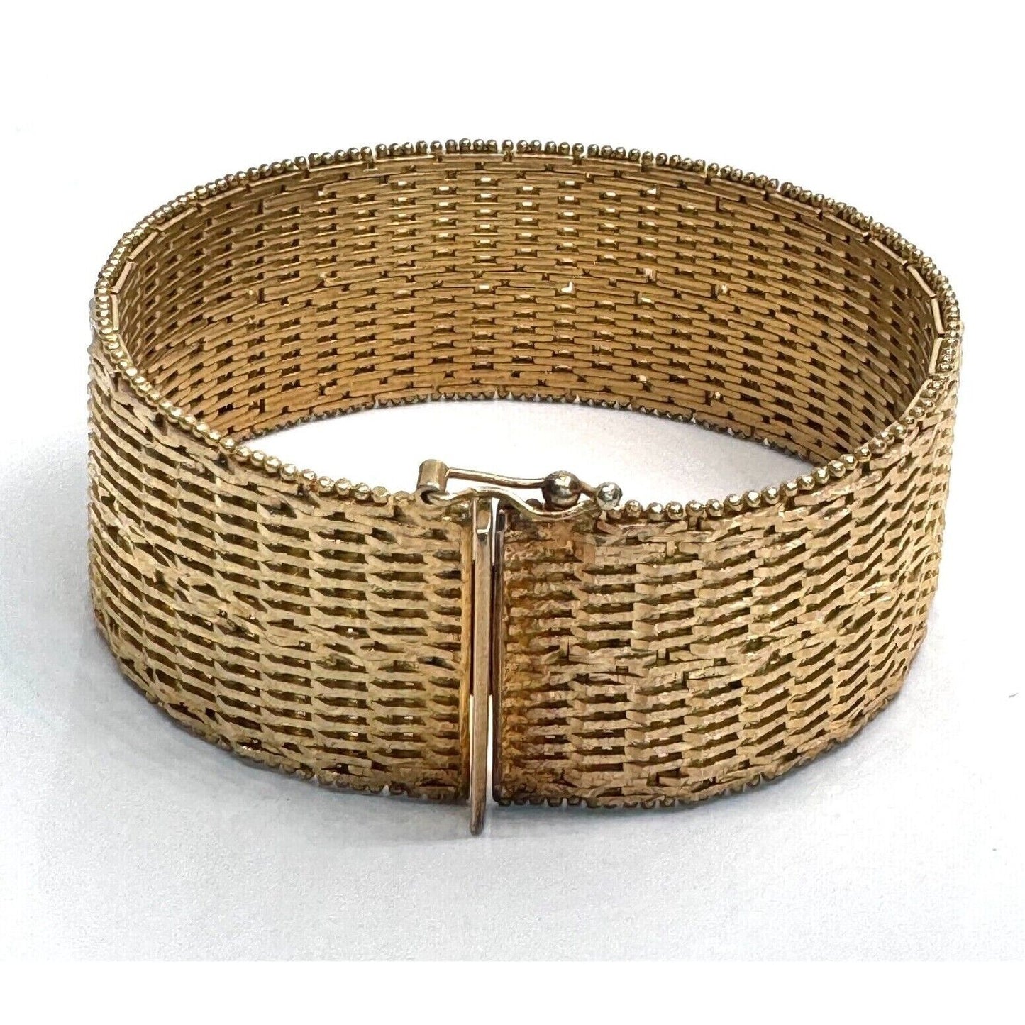 SPARKLING ITALIAN 925 STERLING SILVER VERMEIL BRIGHT CUT MESH BRACELET SKY