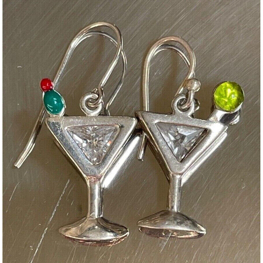 SHUBE'S 925 STERLING SILVER MULTIGEM MARTINI GOBLET EARRINGS SKY