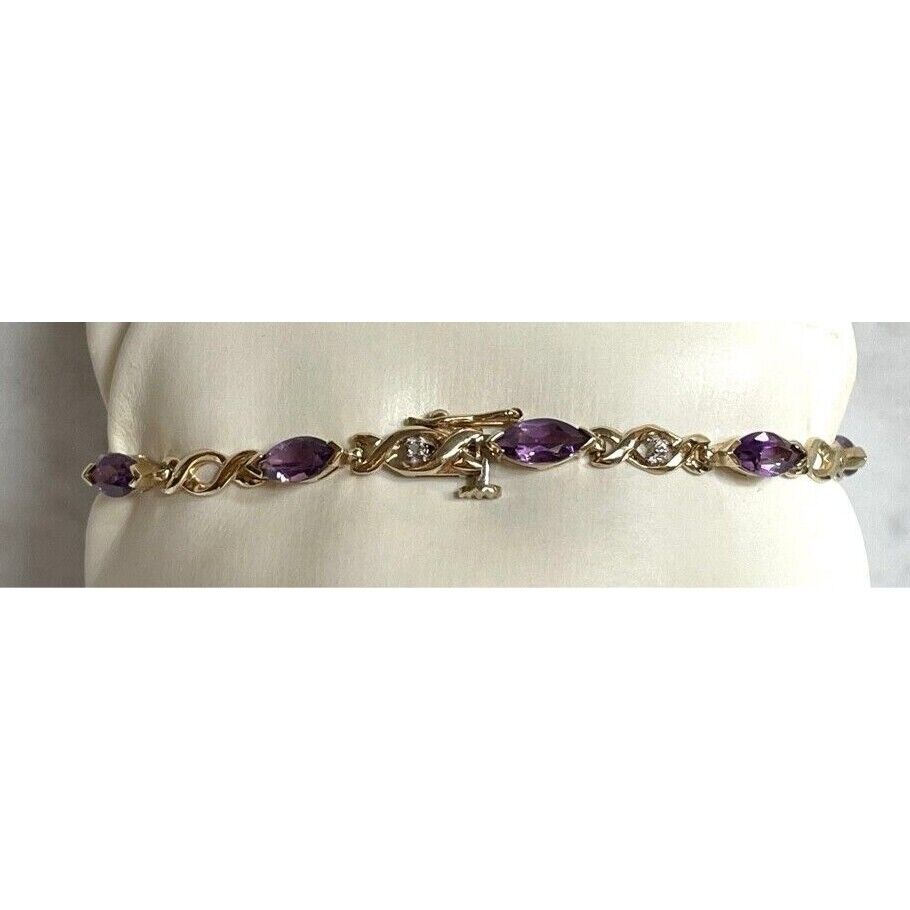 YELLOW GOLD AMETHYST AND DIAMOND TENNIS BRACELET SKY