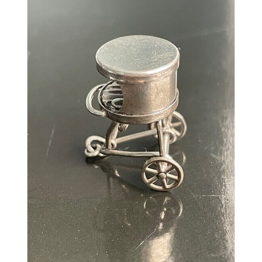 925 STERLING SILVER RICKSHAW CART MECHANICAL  CHARM SKY