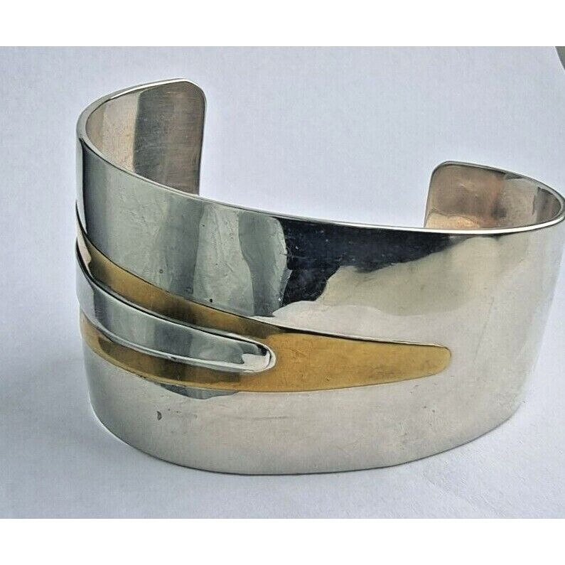 925 STERLING SILVER VERMEIL CUFF BRACELET 54.3 grams AT