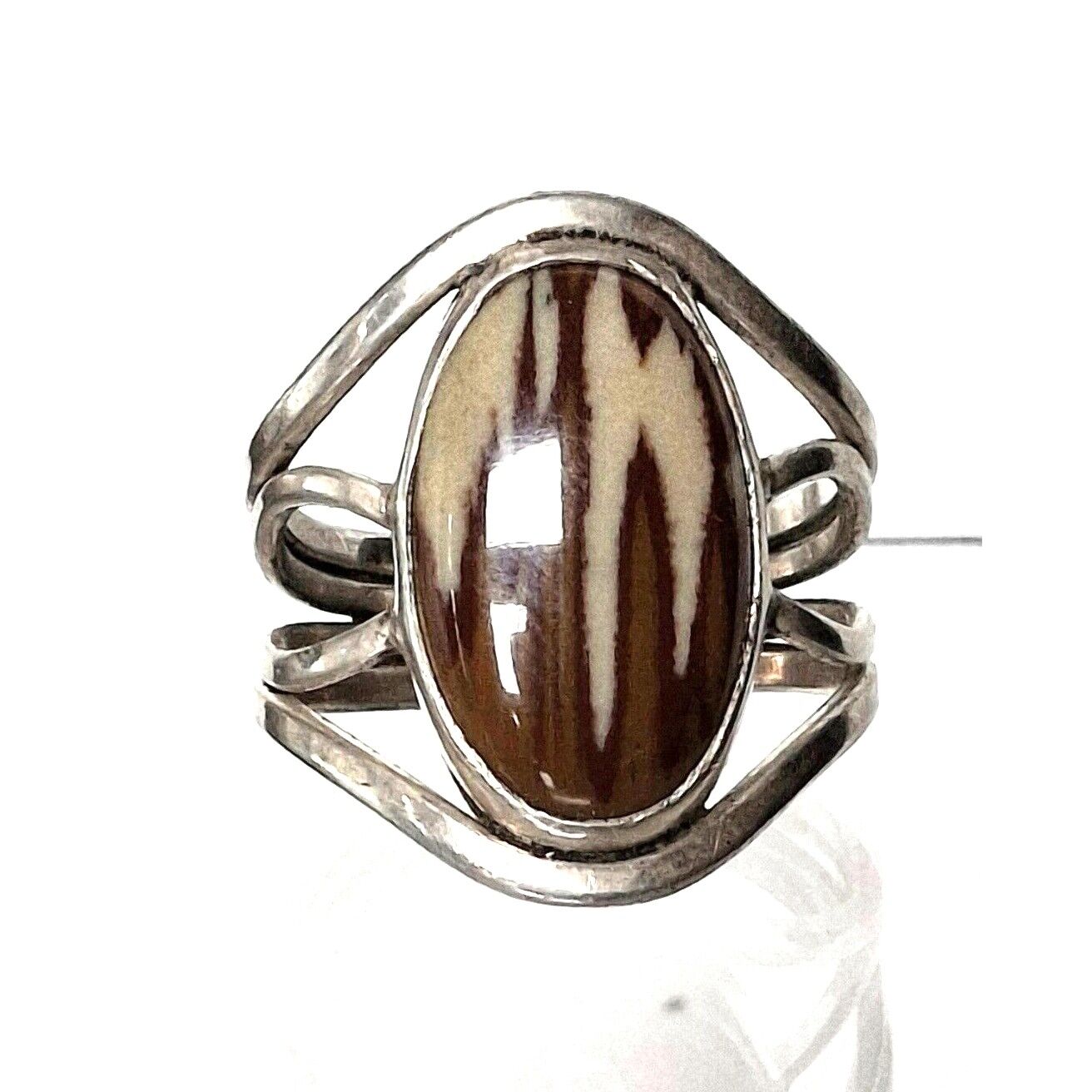 925 STERLING SILVER PICTURESQUE AGATE  RING SIZE 7 SKY