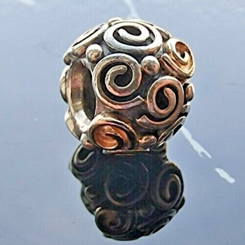 PANDORA ALE ESTATE AUTHENTIC 925 STERLING SILVER 14K GOLD SWIRLS BRACELET AT